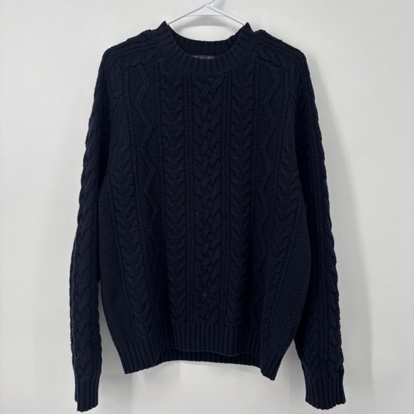 Brooks Brothers Other - Brooks Brothers Saxon Cable Knit Sweater 100% Wool Men's Size Medium Navy Blue